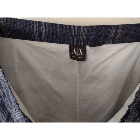Armani Exchange A/X Hybrid Board Shorts Medium Blue Plaid Drawstring Swim Trunks - Picture 15 of 16